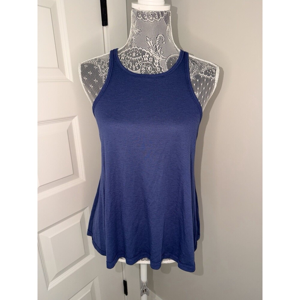 Free People Navy Blue Ribbed Swing Tank Racerback Boho Flowy Top Small